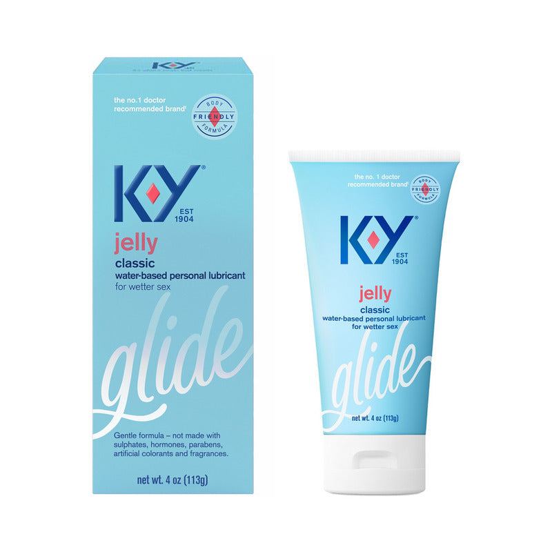 K-Y Jelly Personal Lubricant 4 oz tube water-based gentle safe lubrication