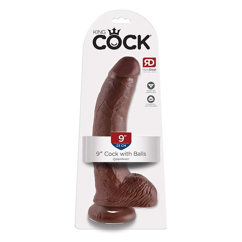 King Cock 9 in. realistic brown dildo with suction cup base and detailed veins