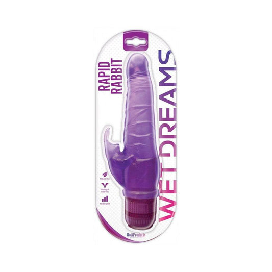 Wet Dreams Rapid Rabbit Purple variable-speed vibrator with bunny ears made of TPE, water resistant