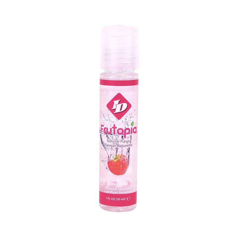 ID Frutopia Raspberry Flavored Lubricant 1 oz pocket bottle, water-based and vegan-friendly