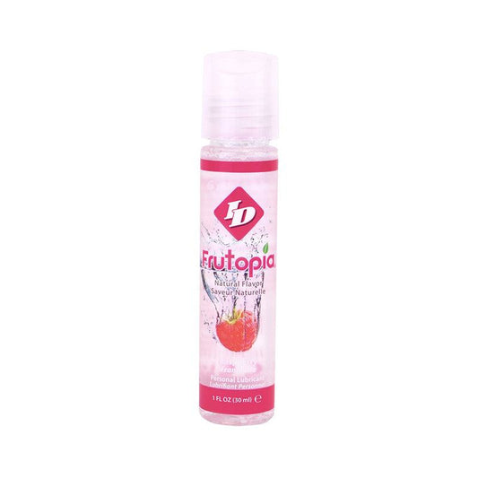 ID Frutopia Raspberry Flavored Lubricant 1 oz pocket bottle, water-based and vegan-friendly