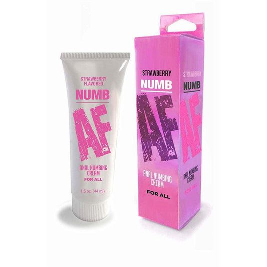 Numb AF Strawberry anal desensitizer cream 1.5 oz tube with screw cap