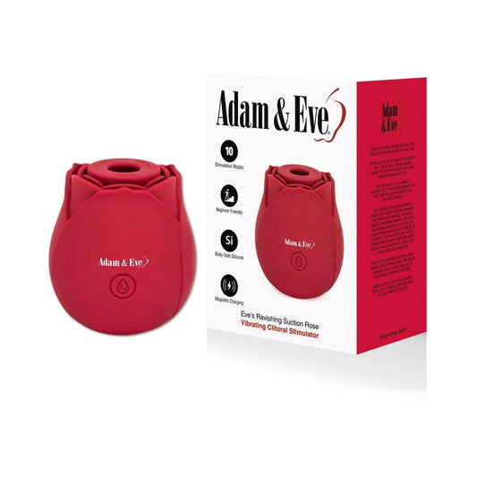 Adam & Eve Eve's Ravishing Suction Rose silicone clitoral stimulator with 10 air suction and vibration functions