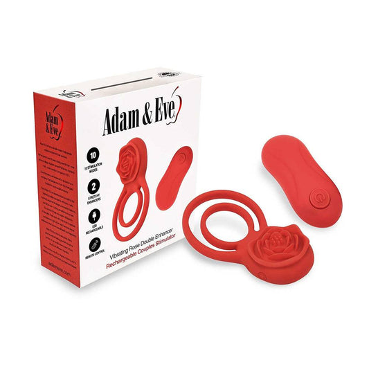 Adam & Eve Double Ring vibrating rose cock ring with remote control and 9 vibration modes