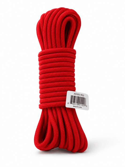 Premium red bondage rope made of soft cotton for BDSM and Shibari play