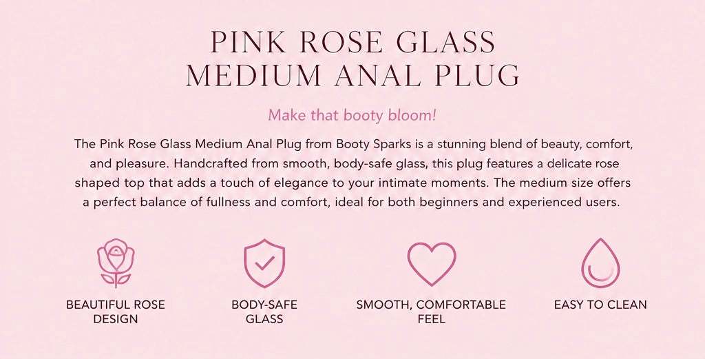 Pink Rose Glass Medium Anal Plug – Elegant Beauty Meets Luxurious Pleasure