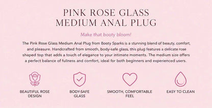 Pink Rose Glass Medium Anal Plug – Elegant Beauty Meets Luxurious Pleasure