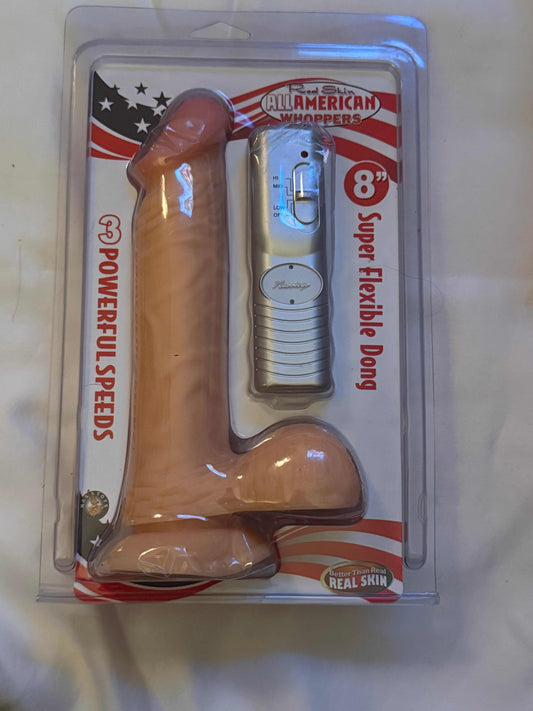 8-inch realistic flexible vibrating dildo with suction cup base and 3-speed personal massager